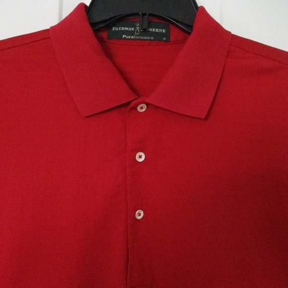 Fairway & Greene Mens S/S Red Cotton Poly Golf Polo Shirt - Size Large - Picture 1 of 2